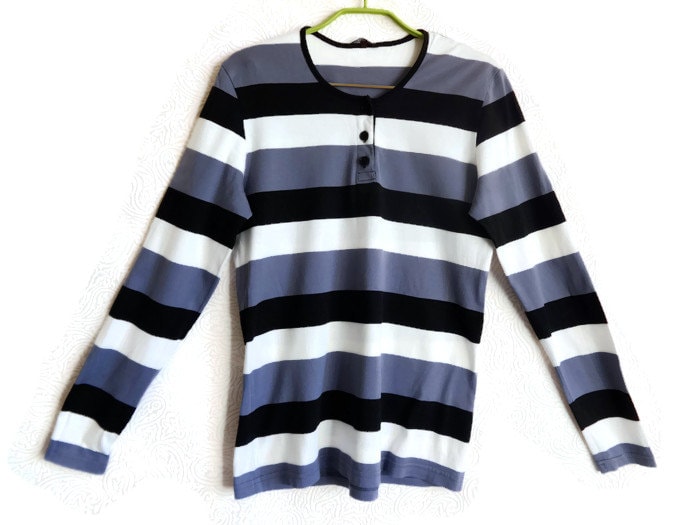 MARIMEKKO ストライプシャツ 長袖 コットンシャツ バイオレット