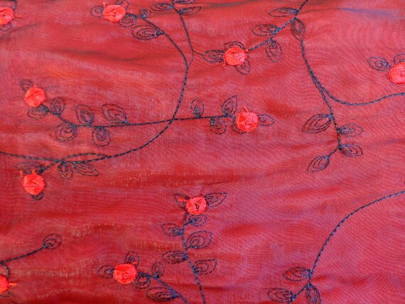 Handmade Vintage Strappy Dress Satin Chiffon Embr… - image 6