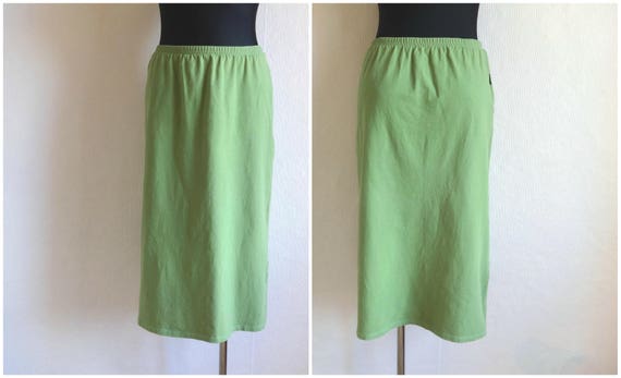 MARIMEKKO Green Midi Skirt Cotton Jersey Elastic