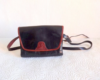 Vintage Small Black & Brown Cross Body Bag Women's Genuine Leather Shoulder Bag Vintage Women's Accessory Adjustable Strap Bag