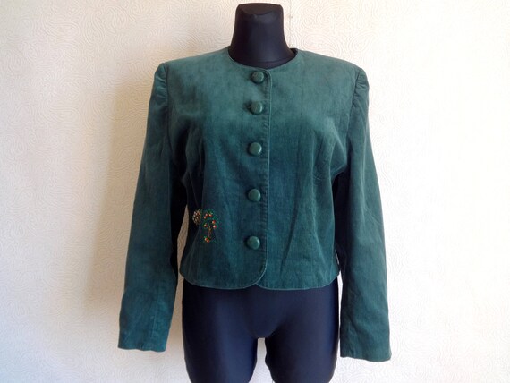 Vintage Corduroy Green Blazer 80s 