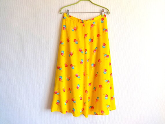 Vintage  90s Yellow Bubbles Skirt Midi Maxi Skirt… - image 6