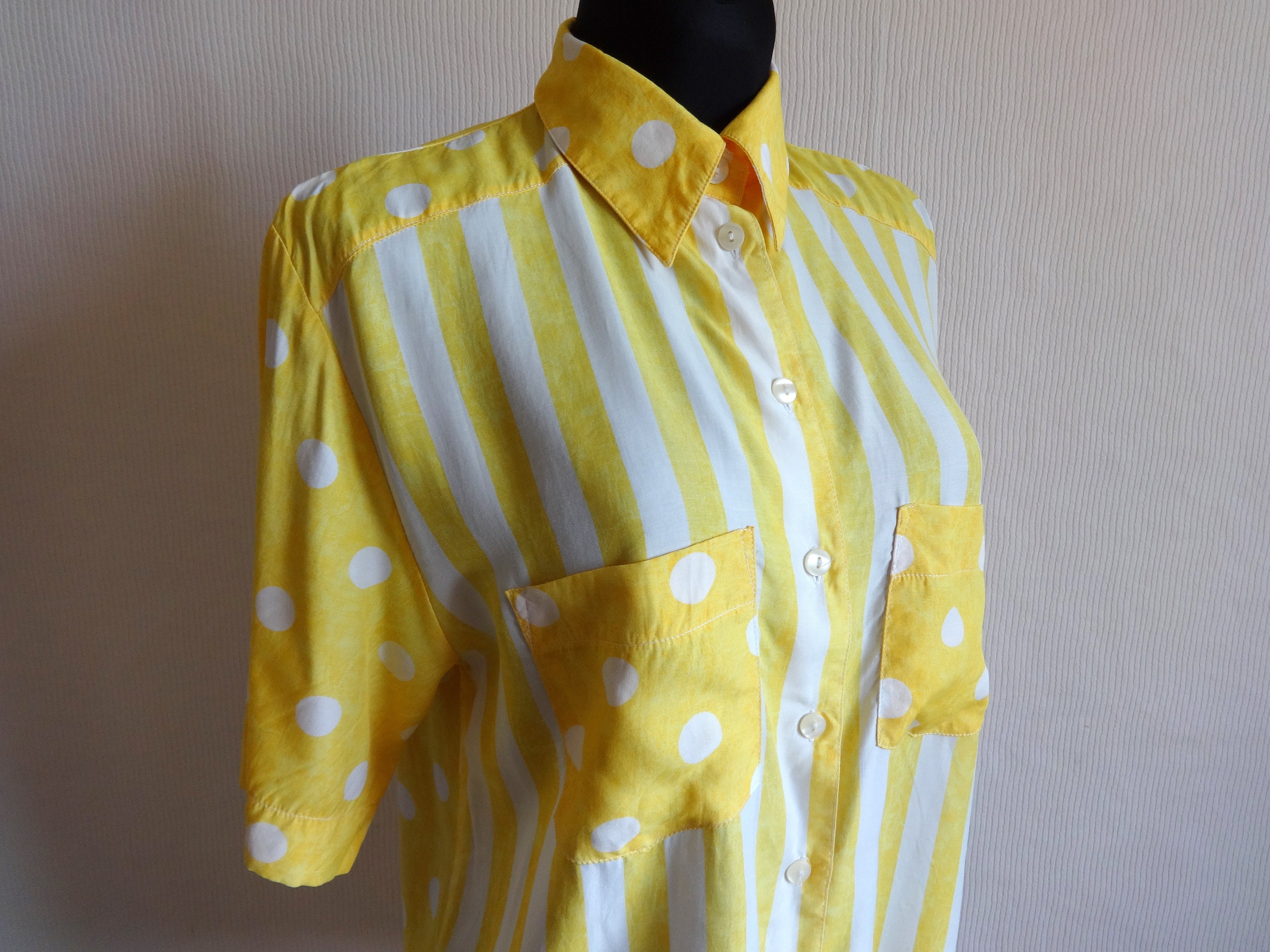 Half White and Yellow Blouse main image 1