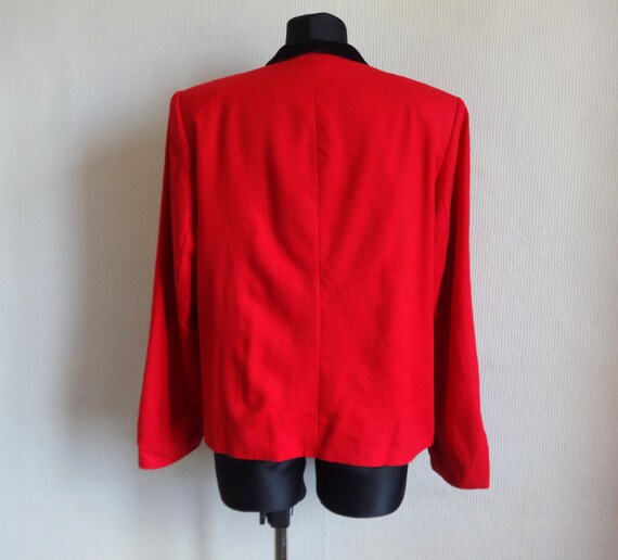 Vintage Red & Black Women's Blazer Velvet Collar … - image 4