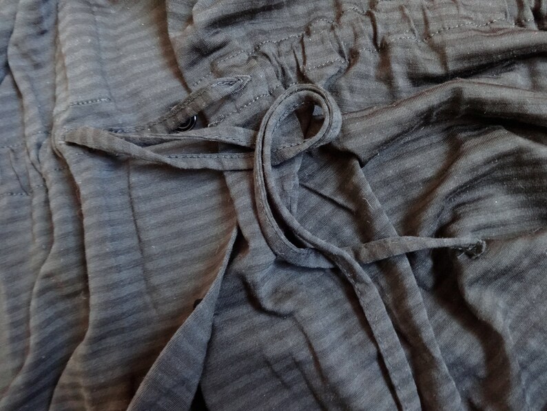 Marimekko Black Striped Drawstring Waist Top Long Top Marimekko Clothing Women's Vintage Top Buttons Closure Black Women's Marimekko Top image 9