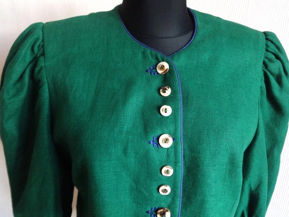 Vintage Sportalm Austrian Linen Green Blazer Wome… - image 2