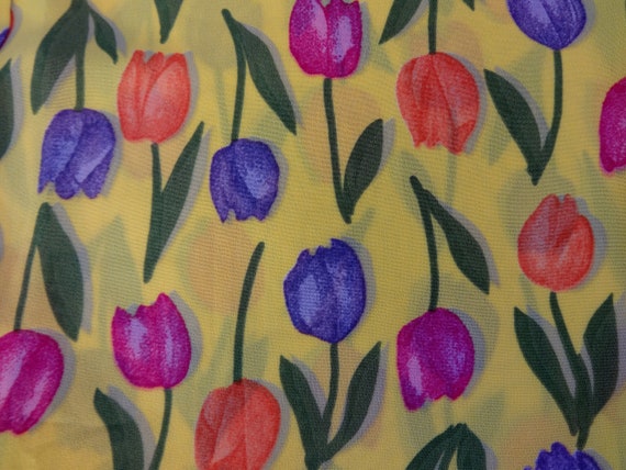 Vintage French  Yellow & Colorful Tulips Print  W… - image 5