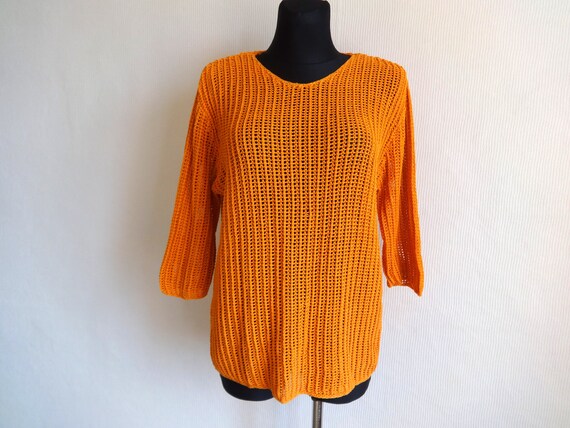 Gudrun Sjoden Vintage Gestrickte Oben Baumwolle Hell Orange Etsy