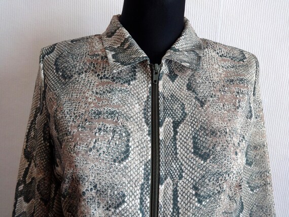 Vintage 90s Snake Skin Print Zip Up Blazer Women'… - image 4