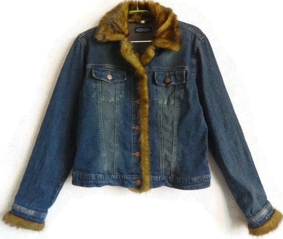fur sleeve denim jacket