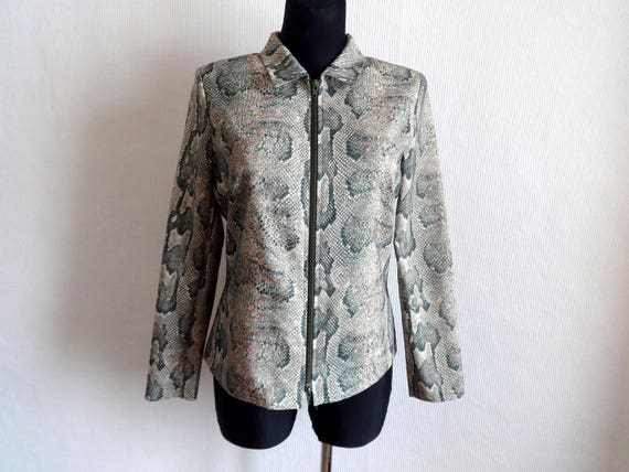 Vintage 90s Snake Skin Print Zip Up Blazer Women'… - image 3