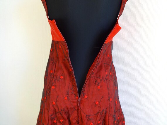 Handmade Vintage Strappy Dress Satin Chiffon Embr… - image 5