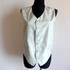 Vintage Men's Pale Gray Floral Wedding Waistcoat Vintage 90s Vest Formal  Classic Men's Vest Vintage Clothing Men's Gray Vest
