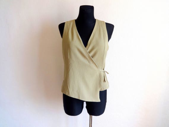 MARIMEKKO Taupe Brown Tie Vest Vintage Waistcoat V