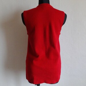 Busnel Vintage French Vest Red Women's Wool Vest Warm Vest Buttons Closure Metallic Buttons Front Pockets Vest Made in France Size 40 image 5