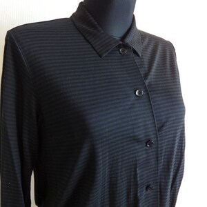 Marimekko Black Striped Drawstring Waist Top Long Top Marimekko Clothing Women's Vintage Top Buttons Closure Black Women's Marimekko Top image 2