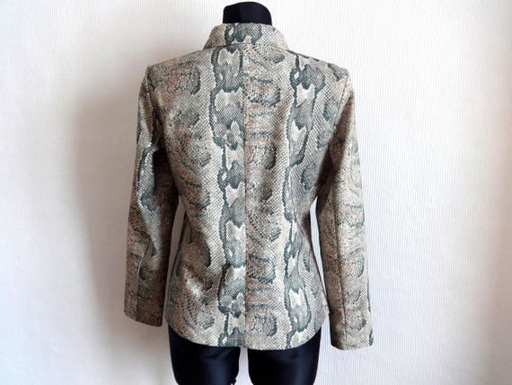 Vintage 90s Snake Skin Print Zip Up Blazer Women'… - image 6