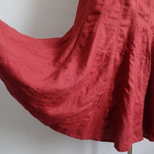 Vintage Terracotta Linen Midi Skirt Summer Skirt Adjustable Waist Flax Skirt Vintage Women&#39;s Clothing Everyday Skirt