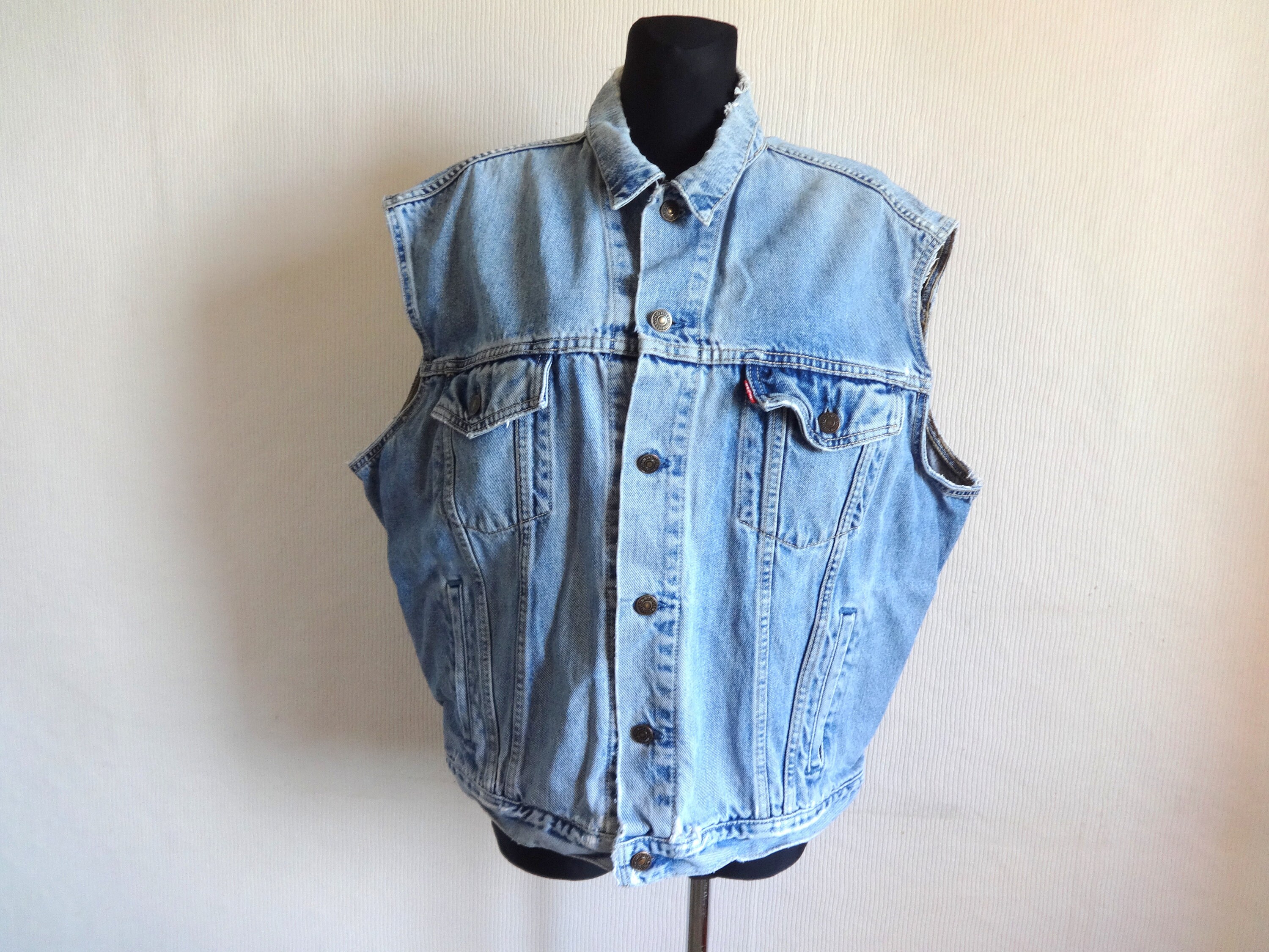 Vintage Distressed Levi's Men's Denim Vest Sleeveless - Etsy