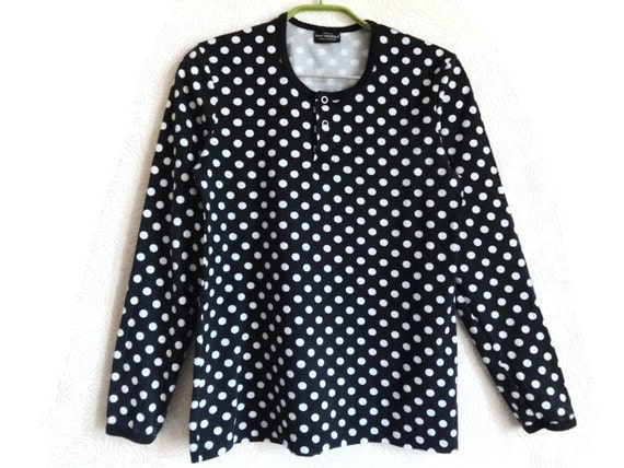 MARIMEKKO 水玉シャツ ブラック＆ホワイト ドット柄 トップス コットン