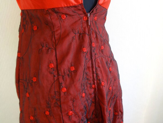 Handmade Vintage Strappy Dress Satin Chiffon Embr… - image 3