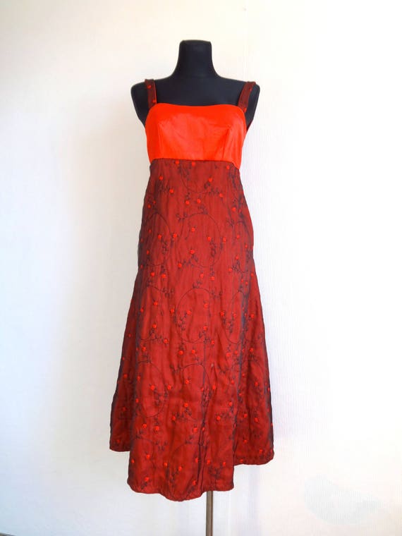 Handmade Vintage Strappy Dress Satin Chiffon Embr… - image 7