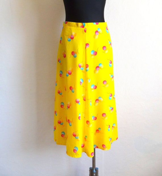 Vintage  90s Yellow Bubbles Skirt Midi Maxi Skirt… - image 5