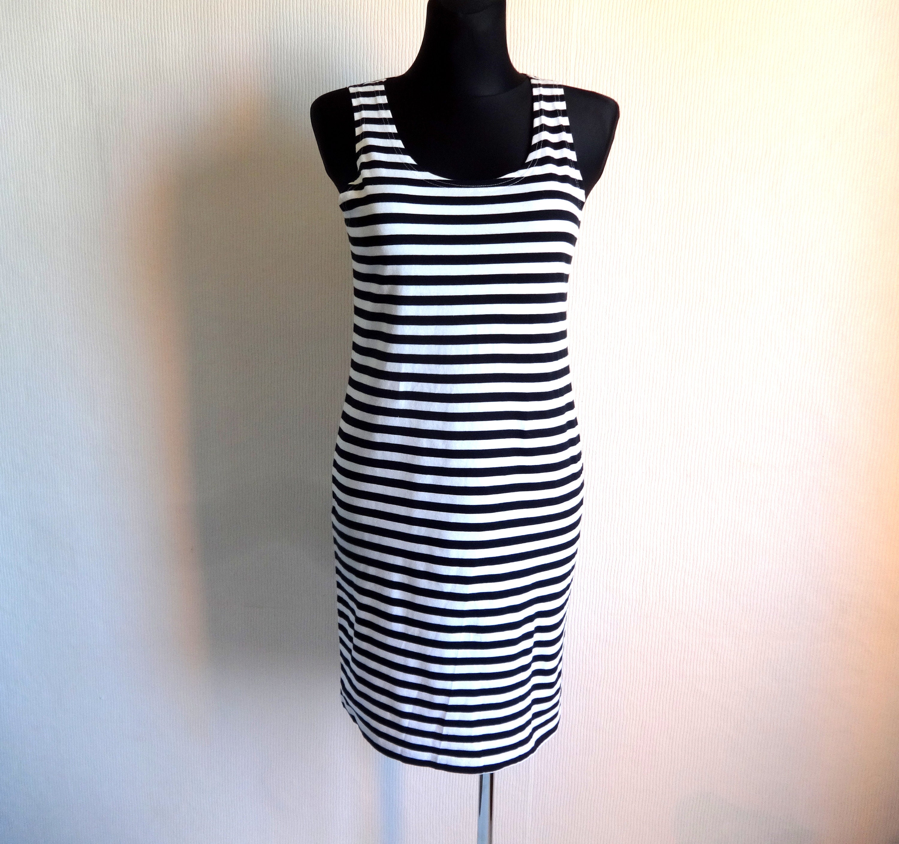 bodycon shimmer dress Next black and white striped shift dress – The Frockery main image 1