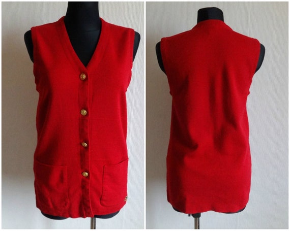 Busnel Vintage French Vest Red Women's Wool Vest … - image 1