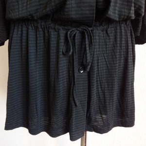 Marimekko Black Striped Drawstring Waist Top Long Top Marimekko Clothing Women's Vintage Top Buttons Closure Black Women's Marimekko Top image 4
