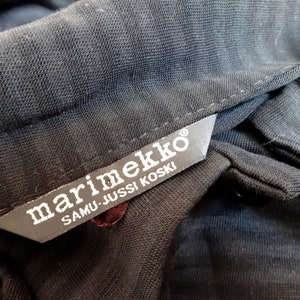 Marimekko Black Striped Drawstring Waist Top Long Top Marimekko Clothing Women's Vintage Top Buttons Closure Black Women's Marimekko Top image 7