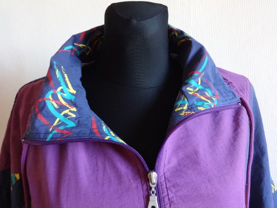Vintage Windbreaker Sports Jacket Unisex Purple Zip up Vintage Windbreaker Sports Jacket Unisex Purple Zip up