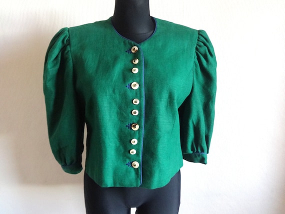 Vintage Sportalm Austrian Linen Green Blazer Wome… - image 1