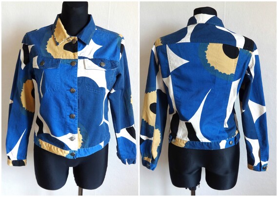 Marimekko Denim Jacket Pieni Unikko Floral Pattern Women S Etsy Marimekko Denim Jacket Pieni Unikko Floral Pattern Women S Etsy