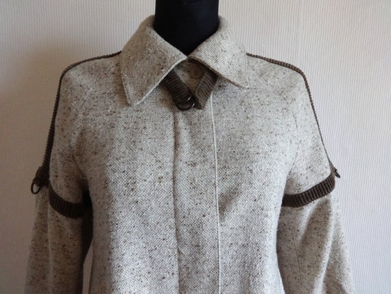Vintage Kaunotar Finnish Wool Blend Midi Coat Corduroy Trims