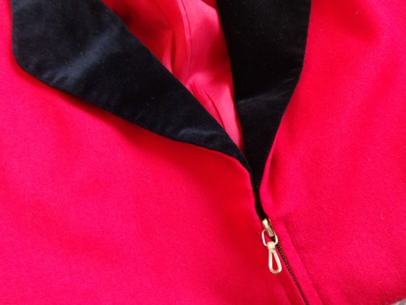 Vintage Red & Black Women's Blazer Velvet Collar … - image 5