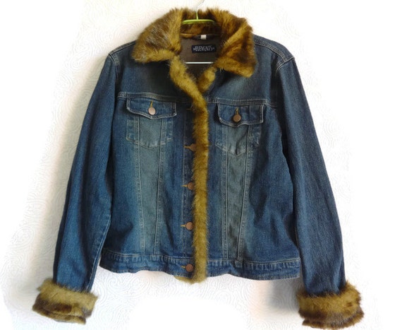 jean jacket with fur sleeves