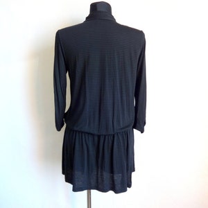 Marimekko Black Striped Drawstring Waist Top Long Top Marimekko Clothing Women's Vintage Top Buttons Closure Black Women's Marimekko Top image 3