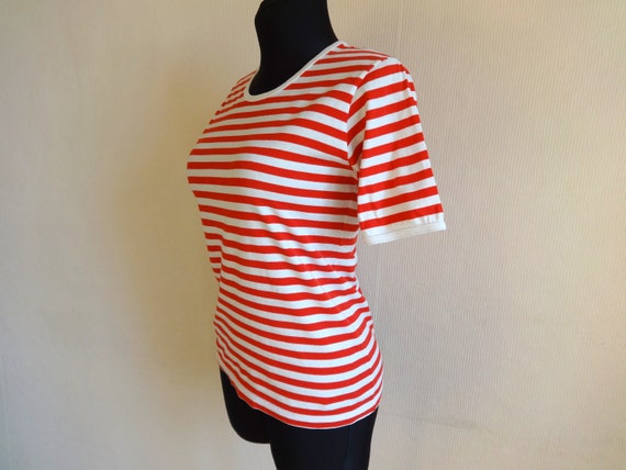 Marimekko Women's  Red & White Striped T- Shirt C… - image 4