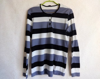 MARIMEKKO ストライプシャツ 長袖 コットンシャツ バイオレット