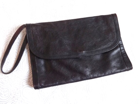 Vintage Finnish Genuine Leather Clutch Bag Envelo… - image 5