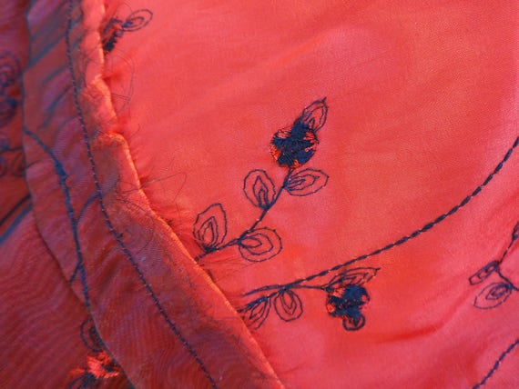 Handmade Vintage Strappy Dress Satin Chiffon Embr… - image 9