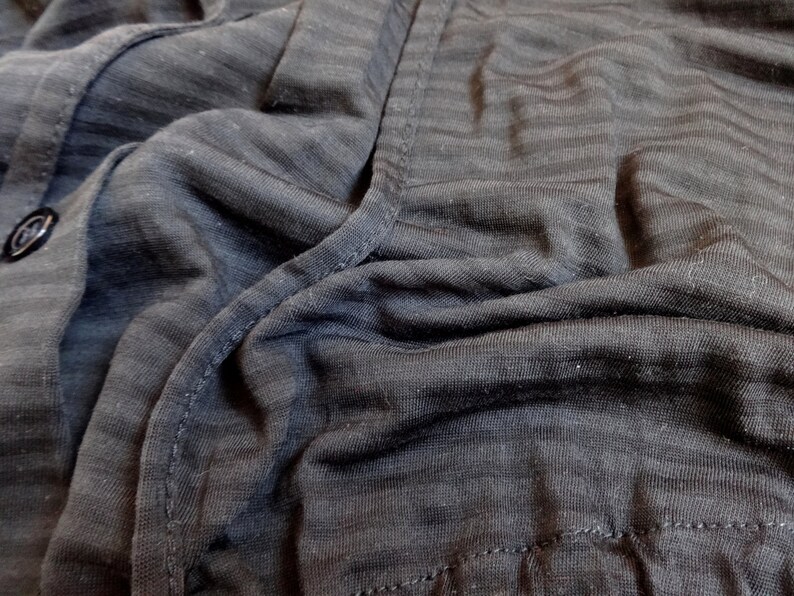 Marimekko Black Striped Drawstring Waist Top Long Top Marimekko Clothing Women's Vintage Top Buttons Closure Black Women's Marimekko Top image 8