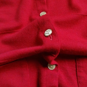 Busnel Vintage French Vest Red Women's Wool Vest Warm Vest Buttons Closure Metallic Buttons Front Pockets Vest Made in France Size 40 image 6