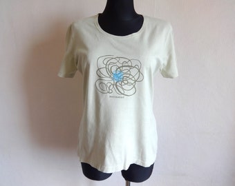 Marimekko Pale Gray Cotton Jersey T Shirt Womens Tee Marimekko Designs Flower Print Top Women's Marimekko Finnish Clothing Vintage