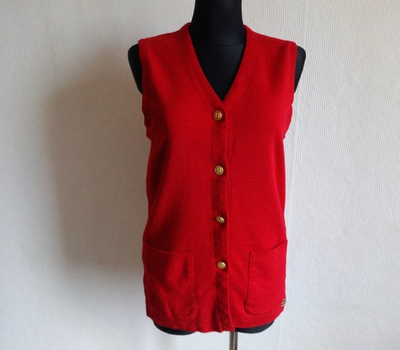 Busnel Vintage French Vest Red Women's Wool Vest … - image 4