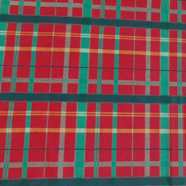 Marimekko Vintage Table Cloth Red & Green Checkered Cotton Table Cloth Fujiwo Ishimoto Ruutu II Made in Suomi Finland 90s Marimekko Fabric