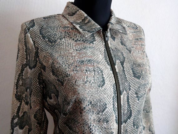 Vintage 90s Snake Skin Print Zip Up Blazer Women'… - image 2