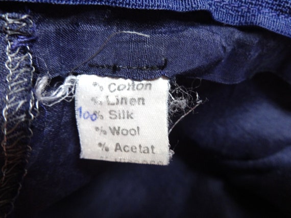 Vintage Dark Blue & Green Checkered Silk Mini Dre… - image 9