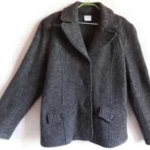 Wool Jacket Brown- Gray Blazer Warm Women&#39;s Clothing Neutral Color Buttons Down Jacket Front Pockets Autumn Winter Clothing Natural Jacket